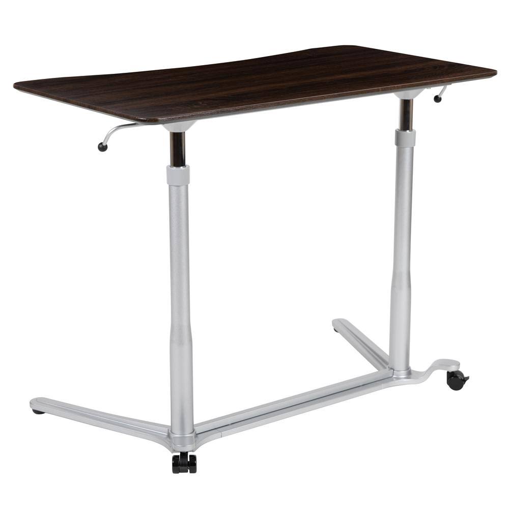 37.4 in. Rectangular Dark Wood Grain/Silver Adjustable Height Standing Desk Y59538