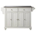 White Kitchen Island with Stainless Steel Top X7192