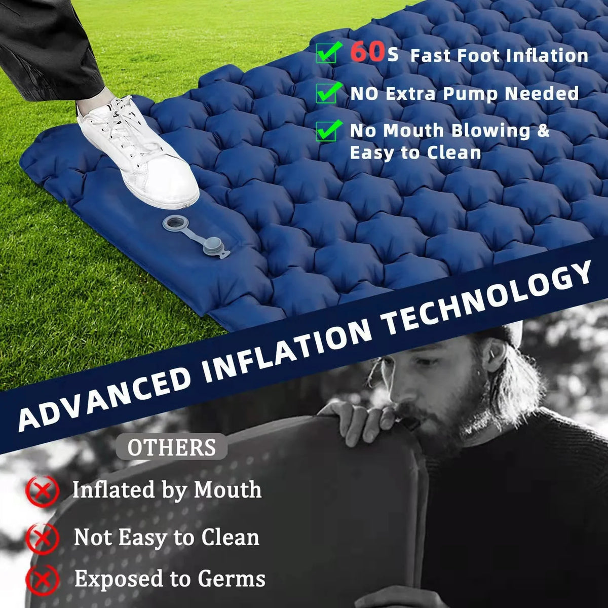 2 Person Waterproof Camping Mat with Air Pillow F49284