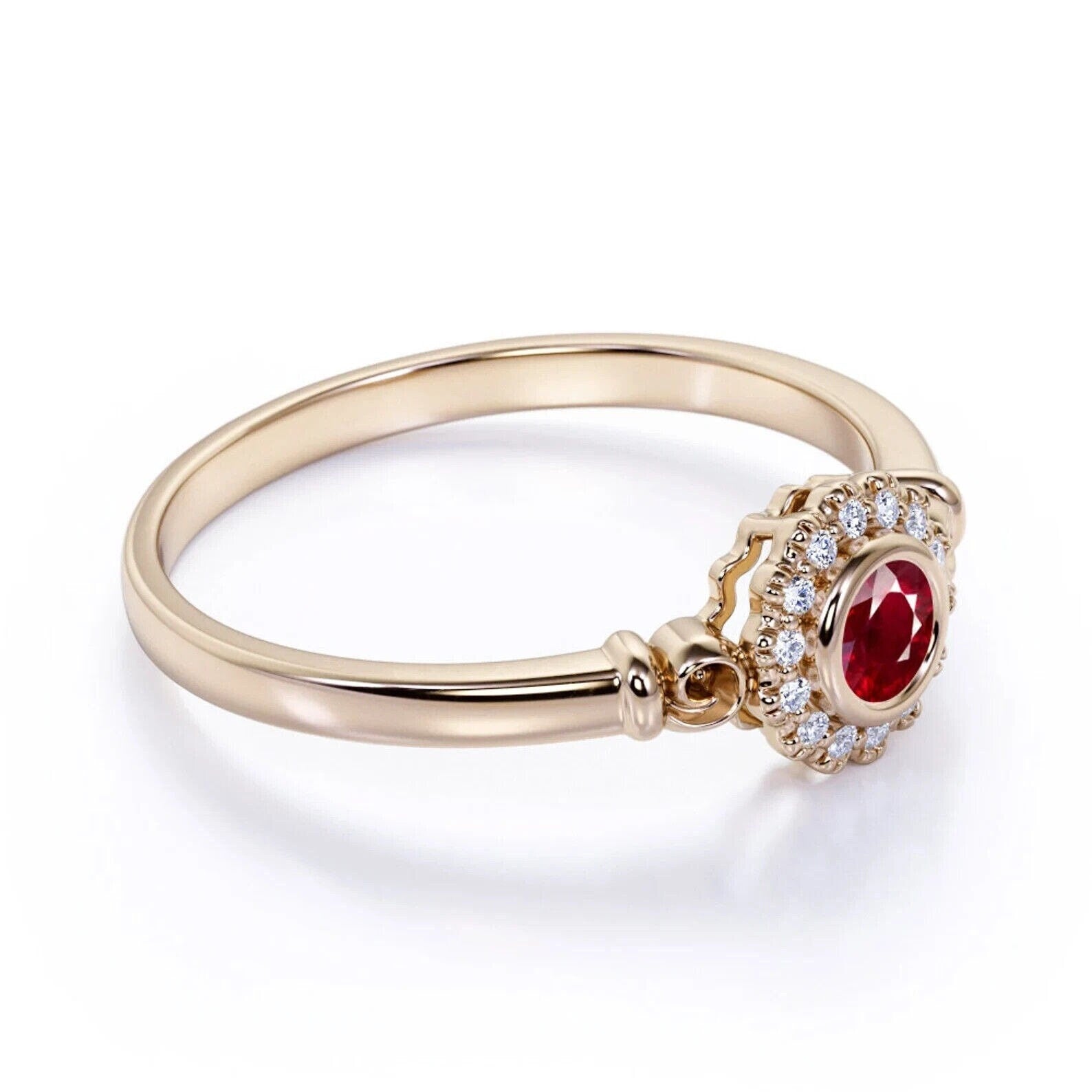 14k Gold Red Ruby Ring Z652