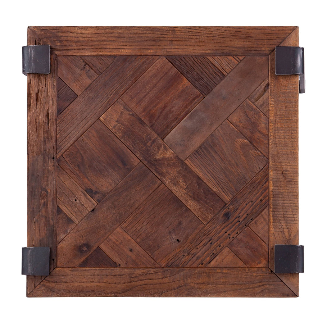 Square Metal and Reclaimed Wood End Table V879472
