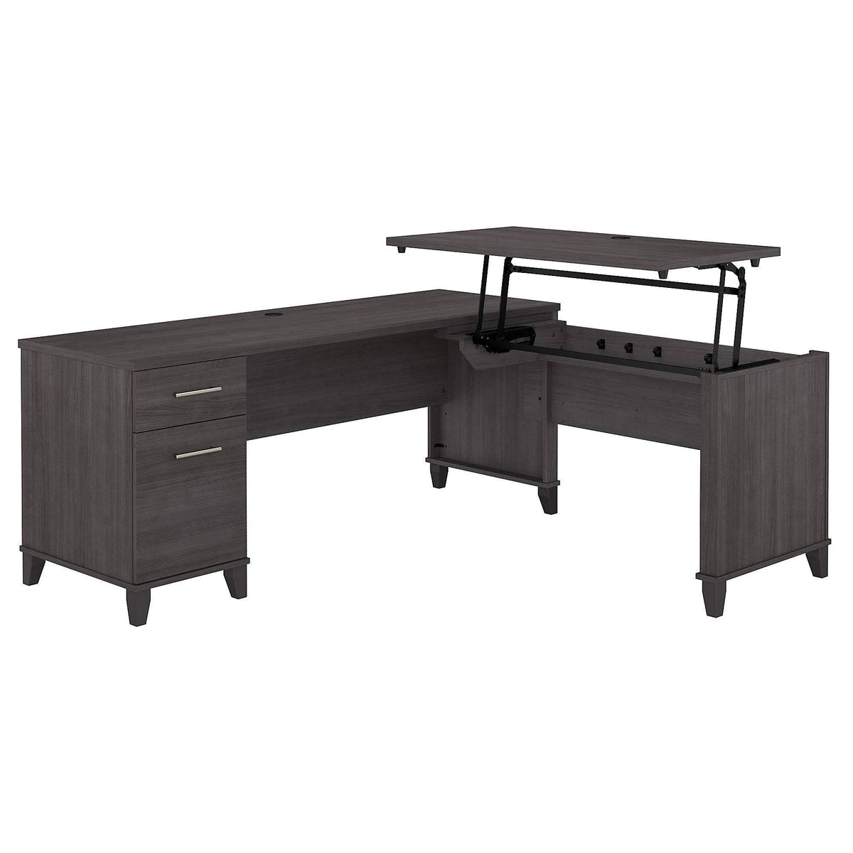 72W Storm Gray Sit to Stand L Shaped Desk H29934