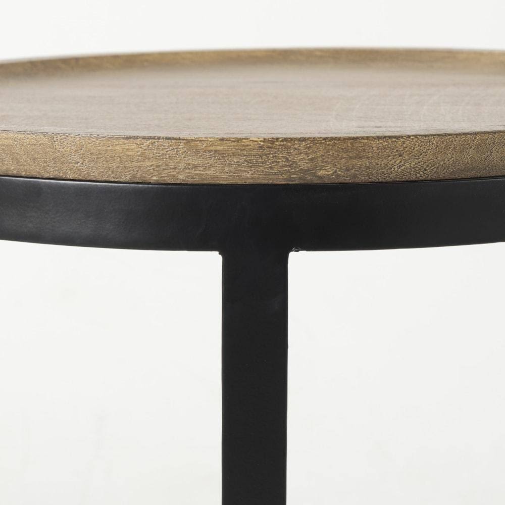 Light Brown Wood Round Nesting Side Tables Set of 2 R80852