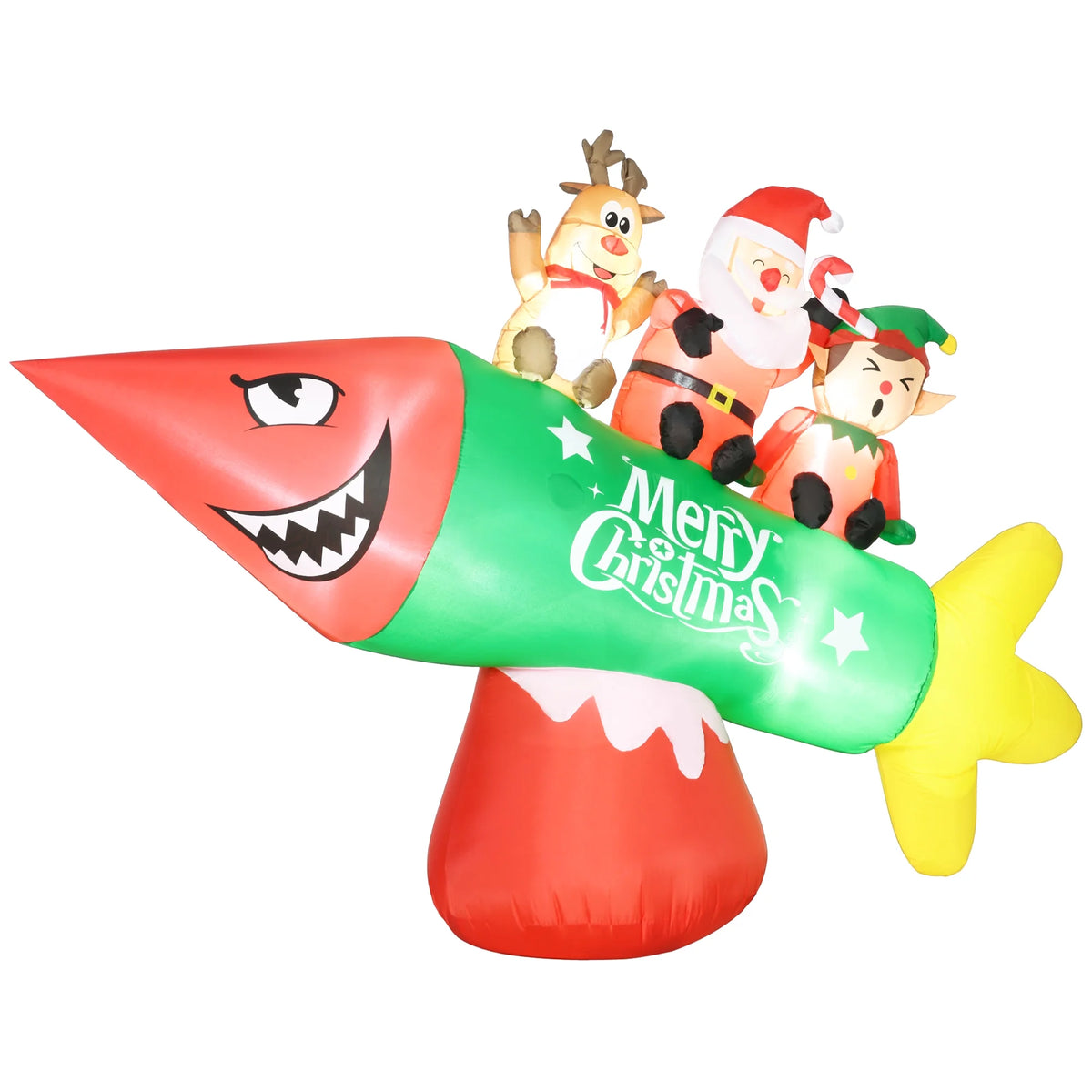 Inflatable Christmas Rocket with Santa Claus LED Yard Display P1306