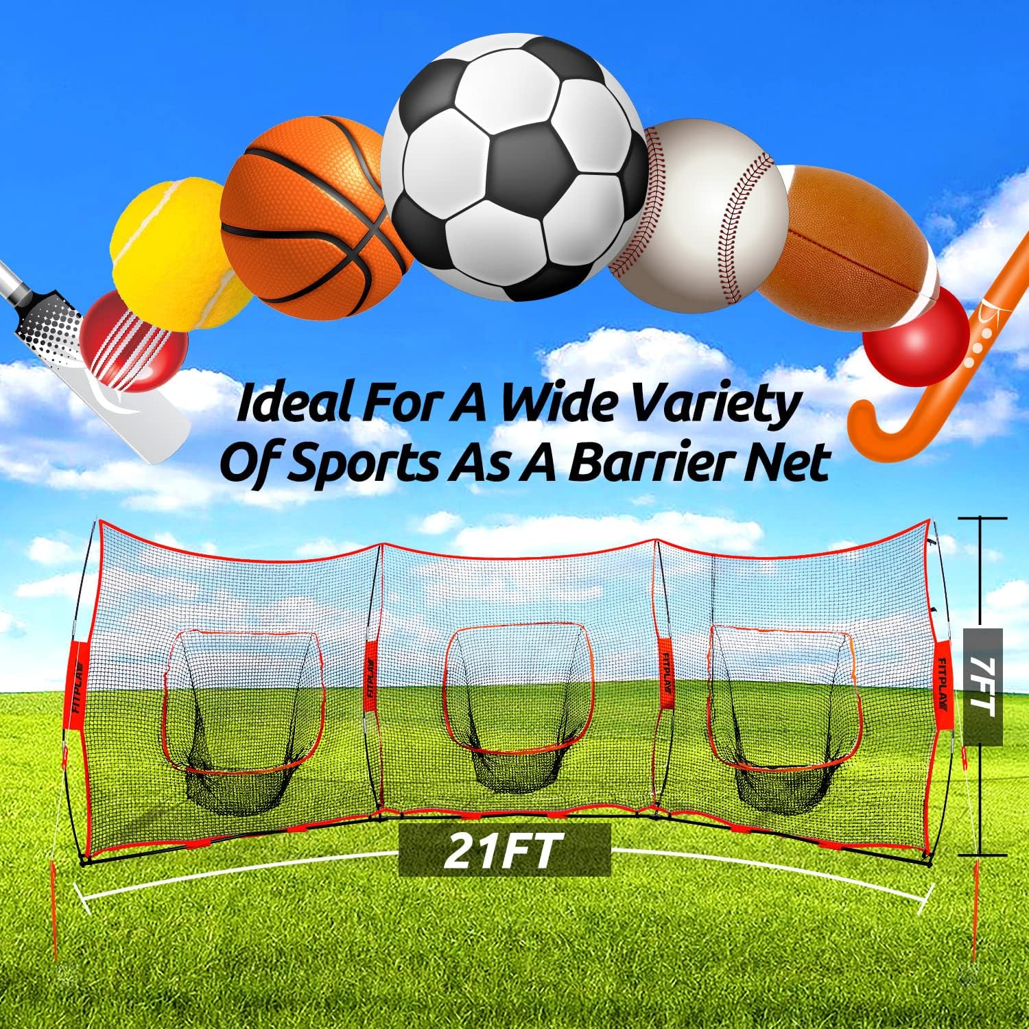 3 in 1 Baseball Softball Practice Net 7' x 7' Training Net F562