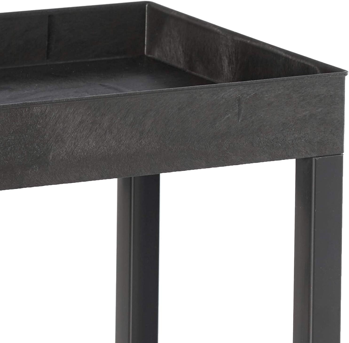 Black Mobile Utility Tub Cart with 2 Shelves and Push Handle V973