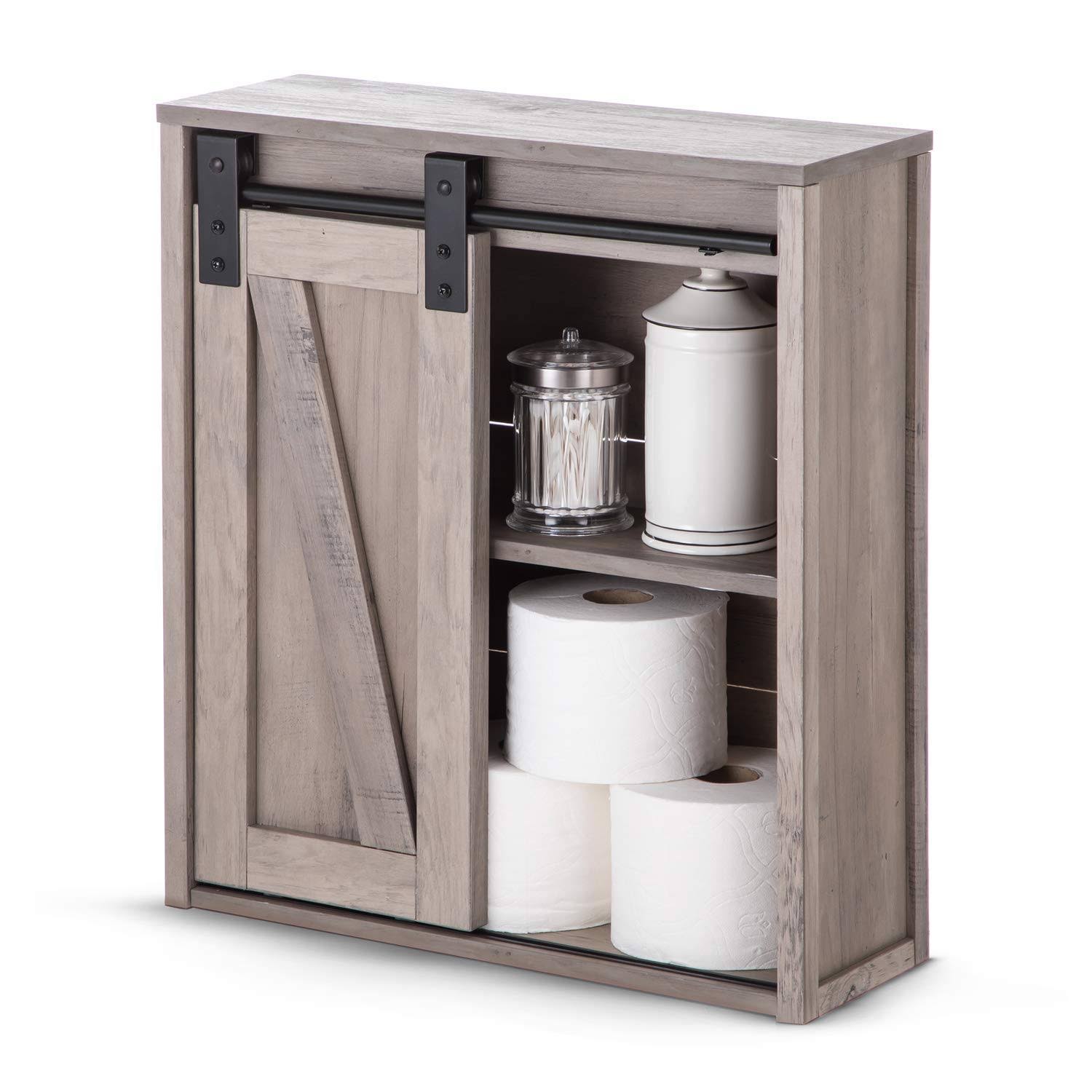 Bathroom Wall Cabinet with Sliding Barn Door Y6420