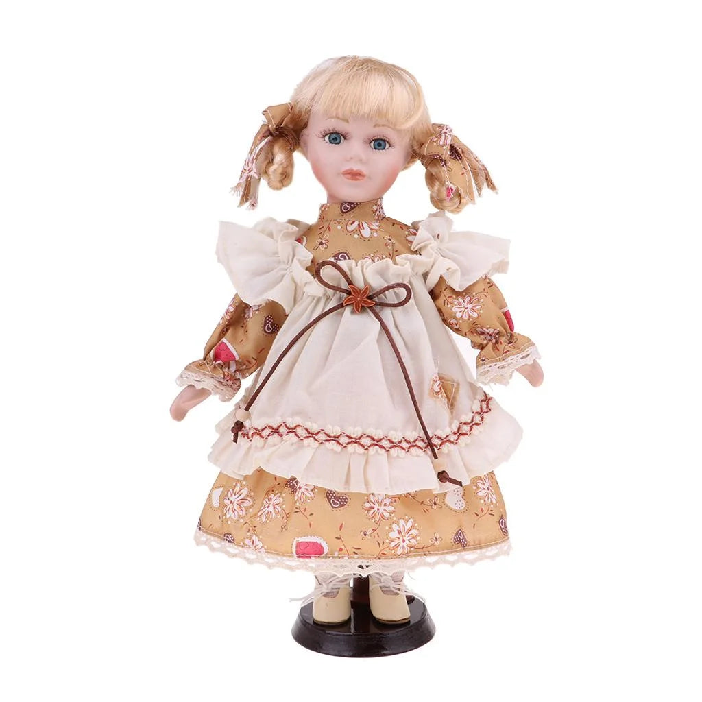 30cm Porcelain Doll Girl Figures with Stand X904592