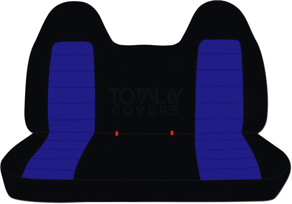 Black & Navy Blue Two-Tone Truck Seat Covers for 1999-2004 Ford F-150 Front Solid Bench with Molded Headrests A6533