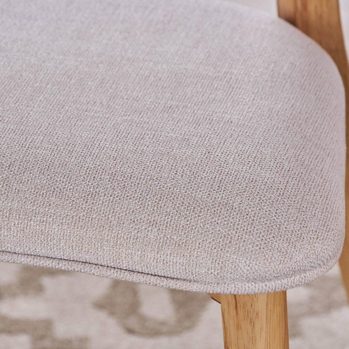 Set of 2 Light Beige Fabric Dining Chairs with Natural Oak Finish C4629