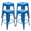 Blue Stackable Metal Counter Stool Set of 4 J436