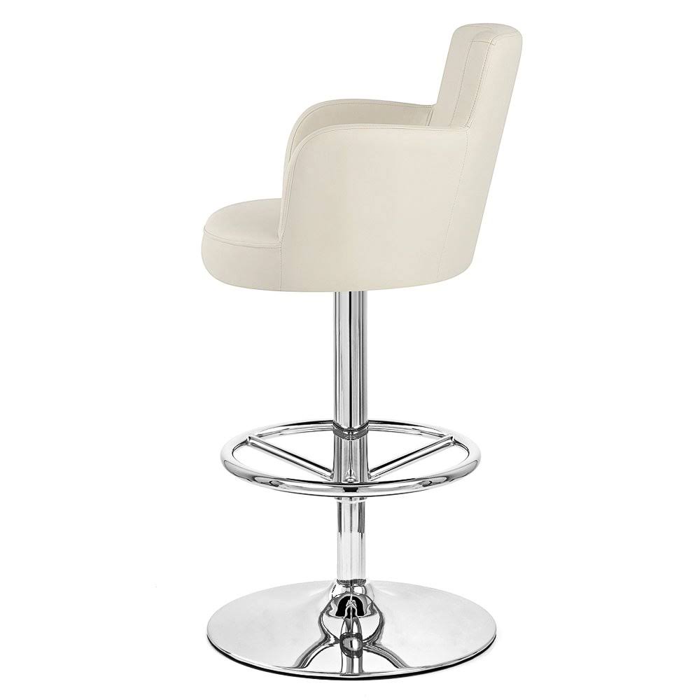 Cream Adjustable Height Swivel Bar Stool with Chrome Base R473186