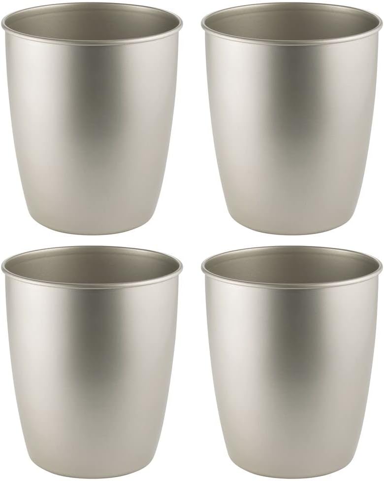 Satin Steel 4 Pack Round Metal Trash Can O8833