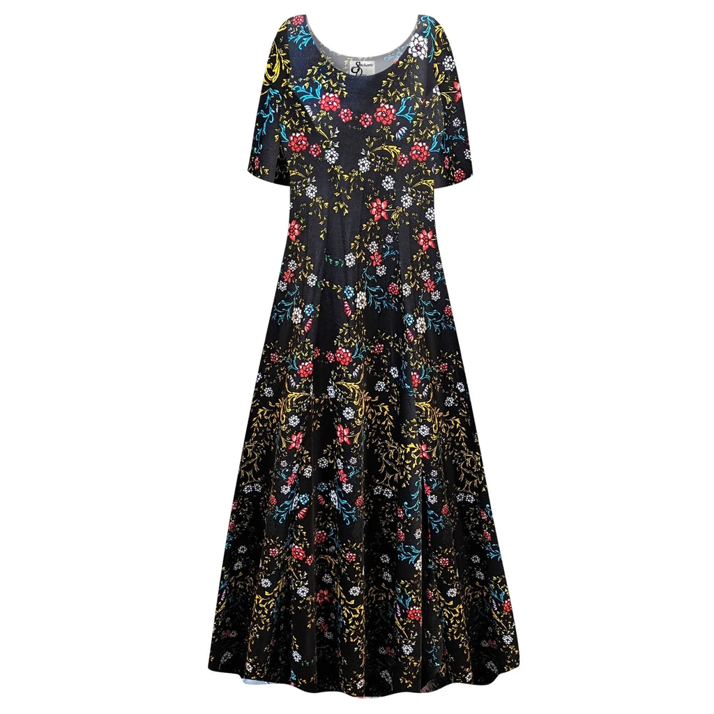 Golden Leaf Short Sleeve Princess Cut Dress N5050