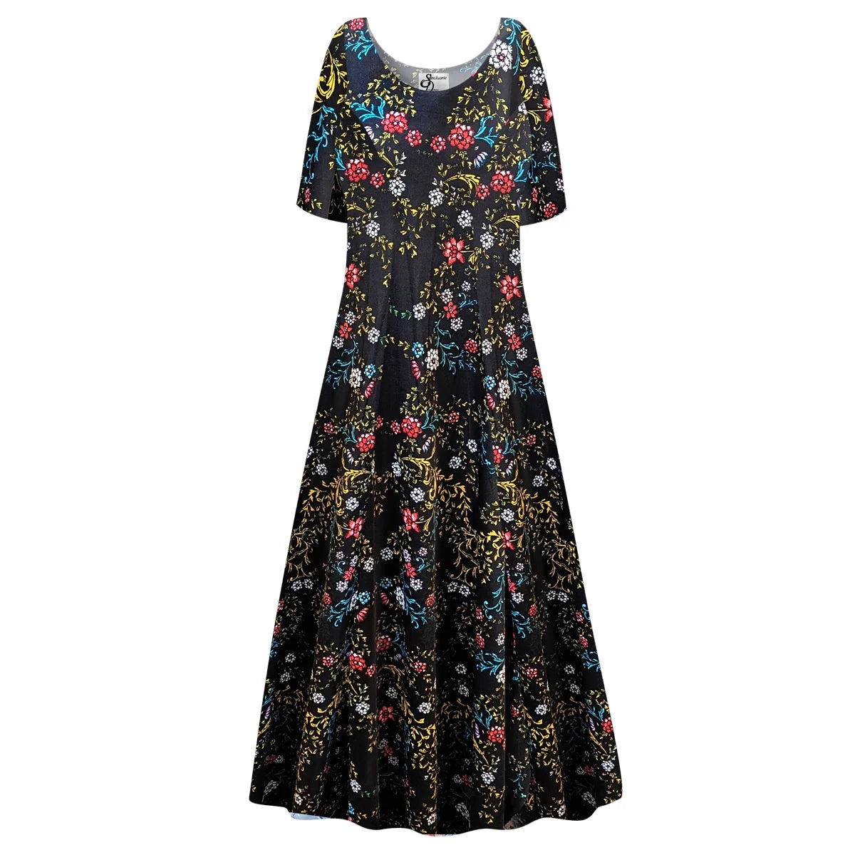 Golden Leaf Short Sleeve Princess Cut Dress N5050