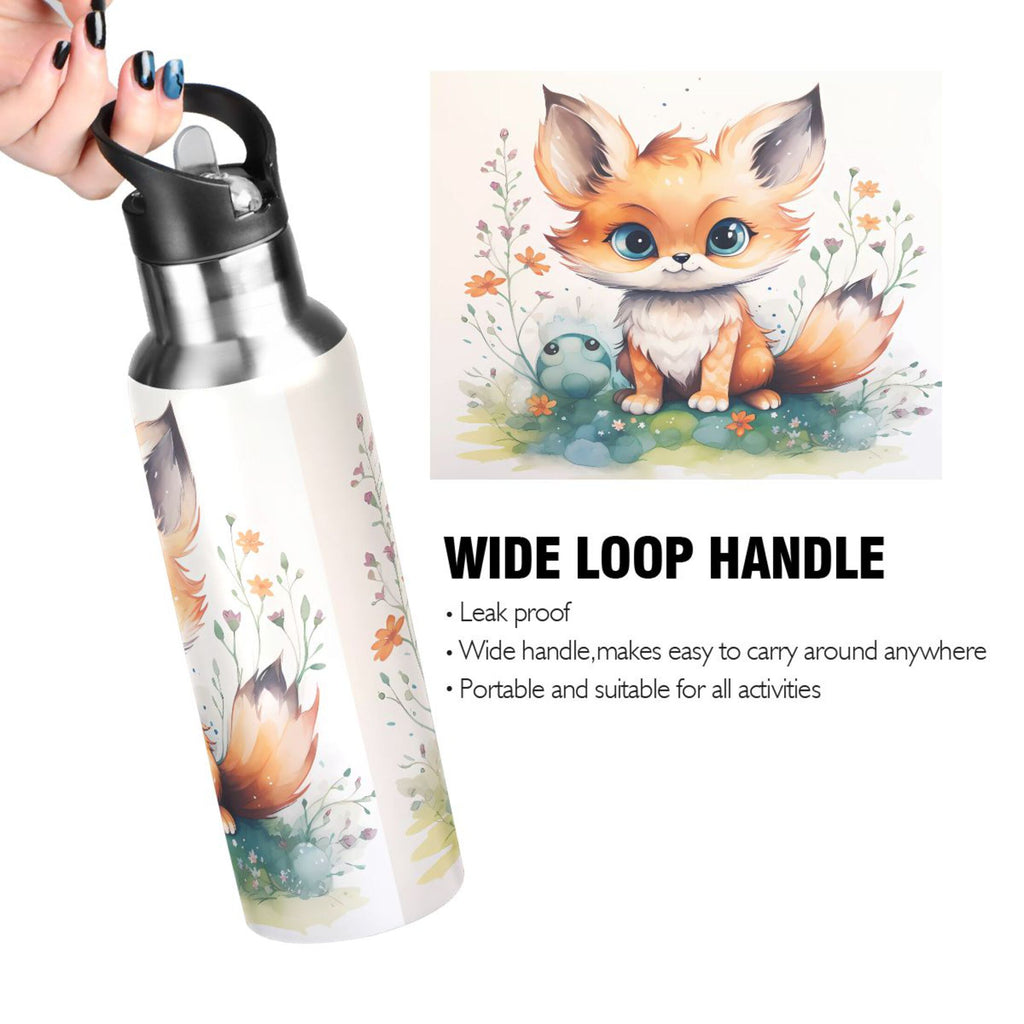 Stainless Steel Insulated Thermos Vacuum Flask Water Bottle with Straw Lid P319813