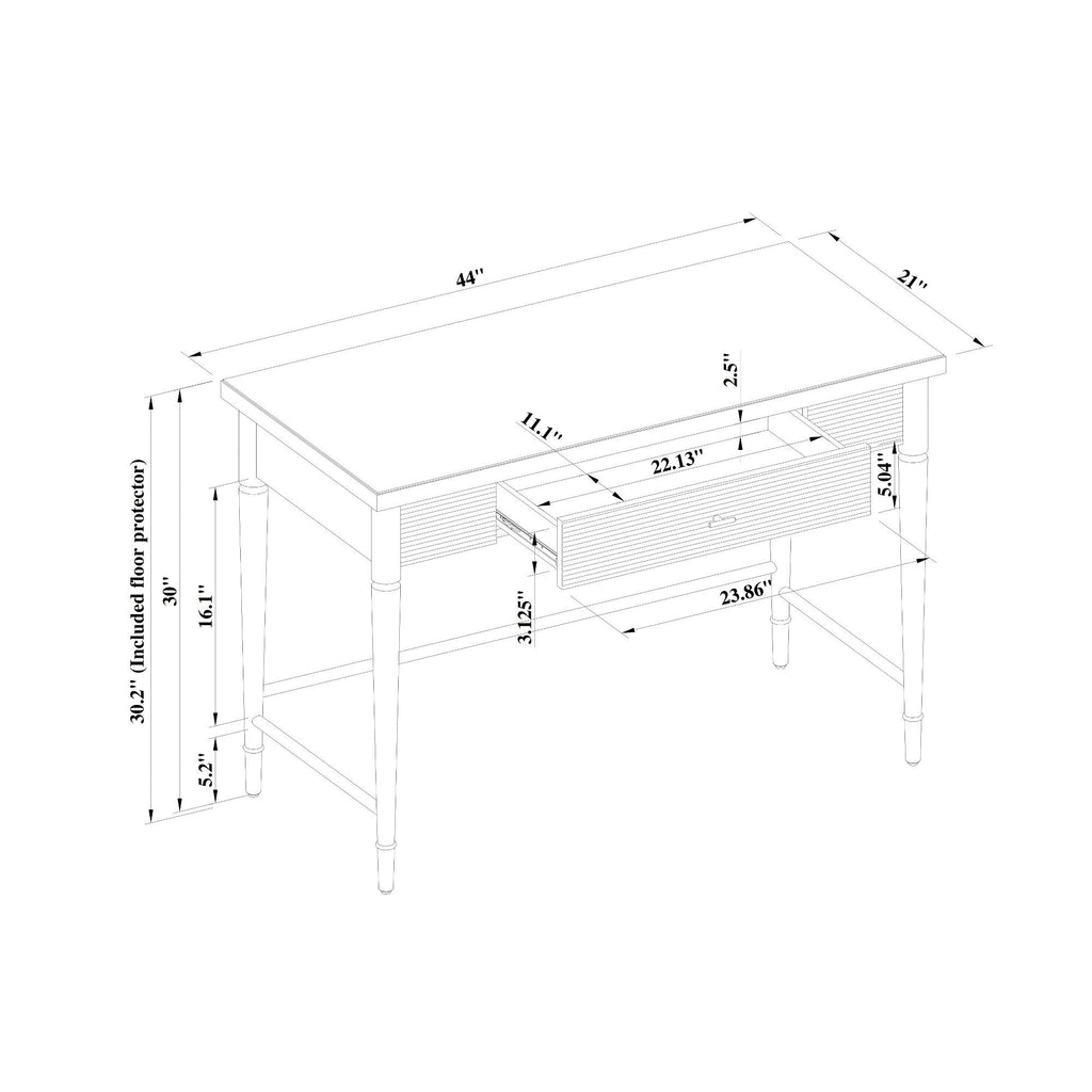 White Wood Writing Desk with Drawers R39270