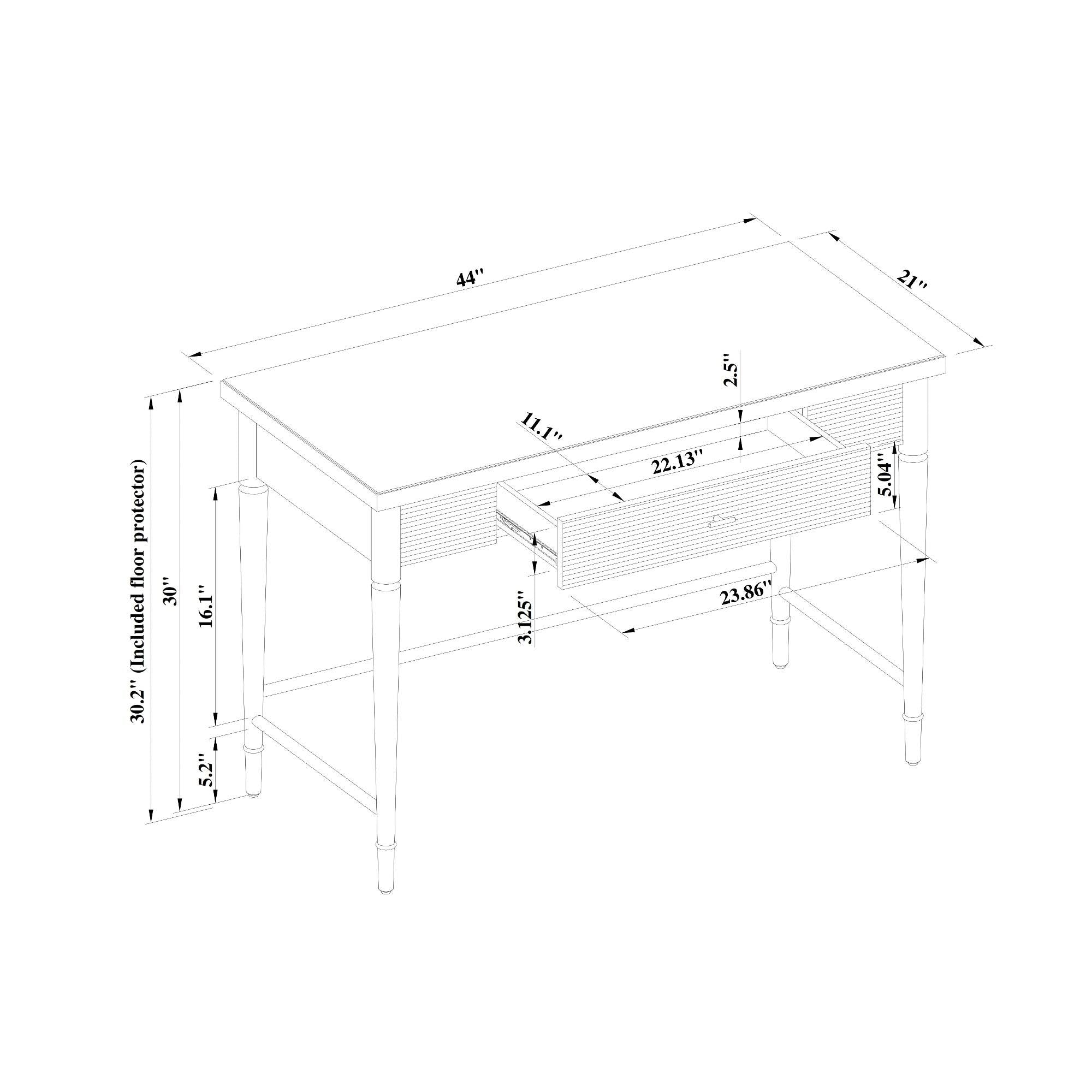 White Wood Writing Desk with Drawers R39270