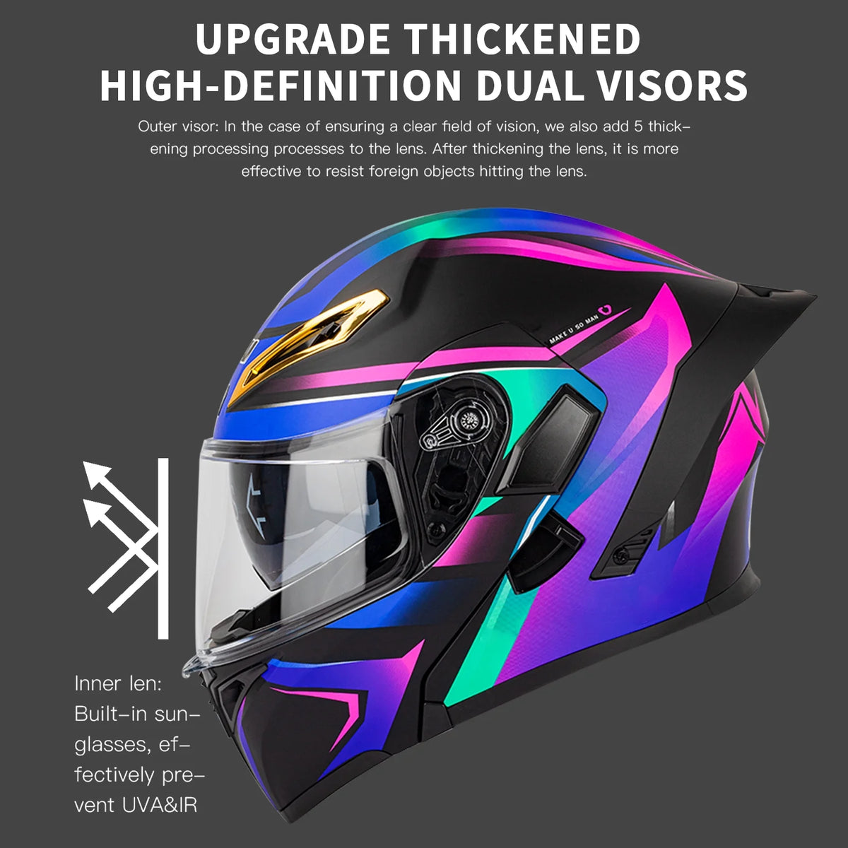 Dual Visor Flip Breathable Motorbike Helmet G513