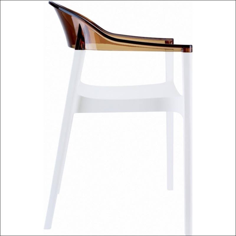 Modern Dining Chair White Transparent Amber Back G460541