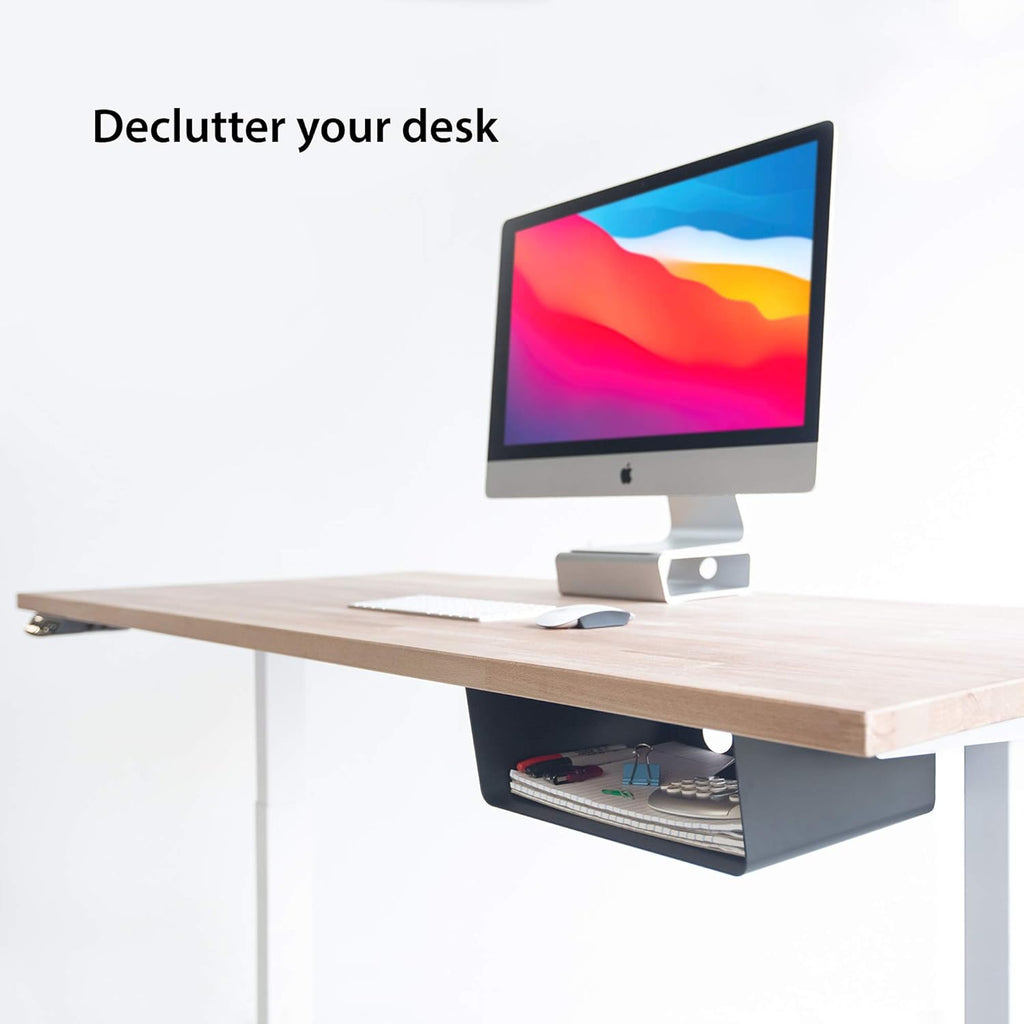 Welded Steel Matte Black Under Desk Storage Shelf Pack of 2 V8697