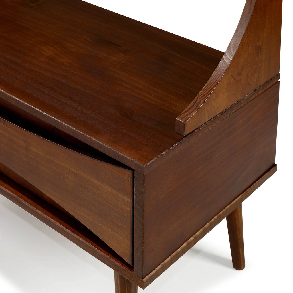 Solid Wood Hall Tree with Drawer Walnut Q7577