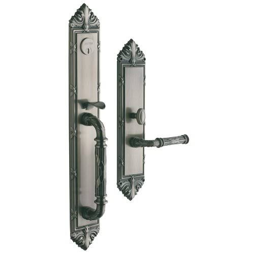 Satin Brass and Black Single Cylinder Mortise Handleset Trim Set J9214