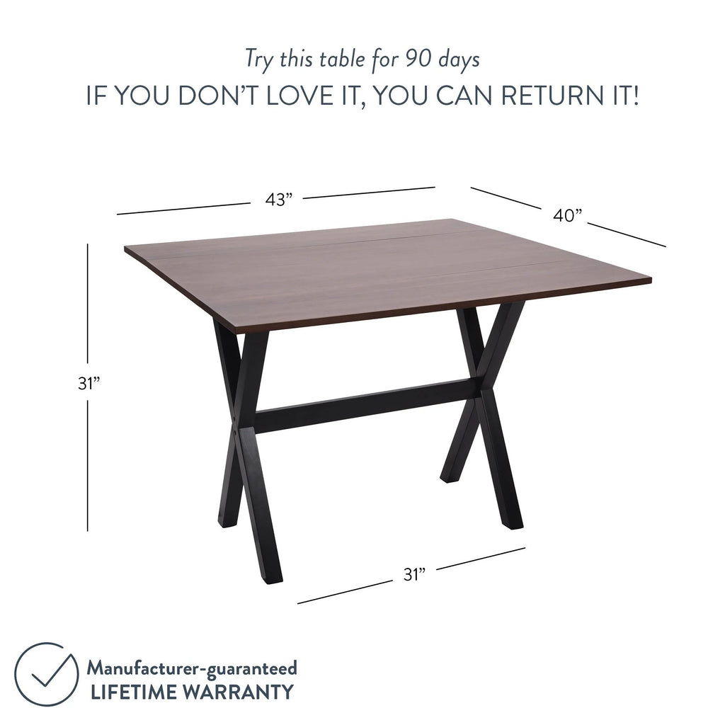 Solid Wood Drop Leaf Folding Desk Brown Y770