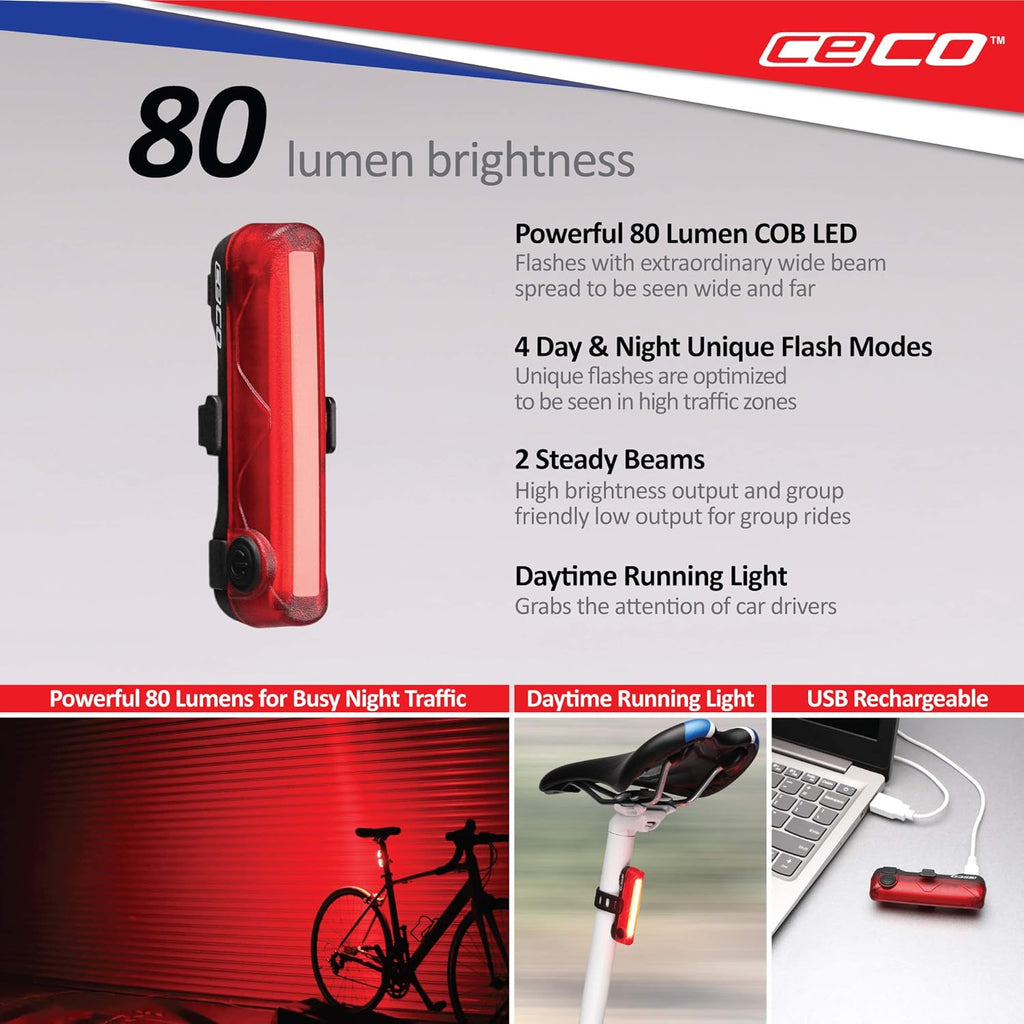 USB Rechargeable Bike Light Set, Pack of 2 A2811