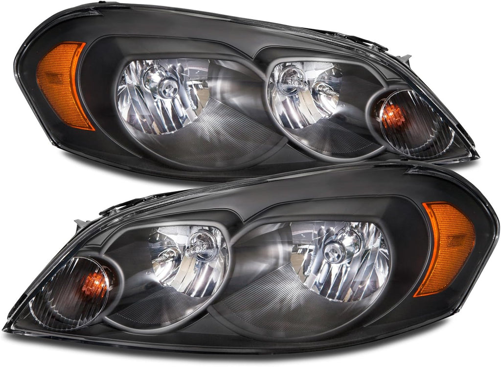 Black Halogen Headlights with Amber Clear Lens G579