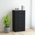 Black 6 Drawer Sideboard with Chipboard W201