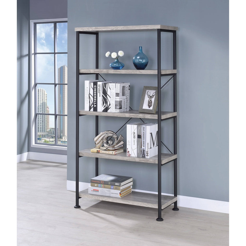 Grey Driftwood 4-Shelf Bookcase D177