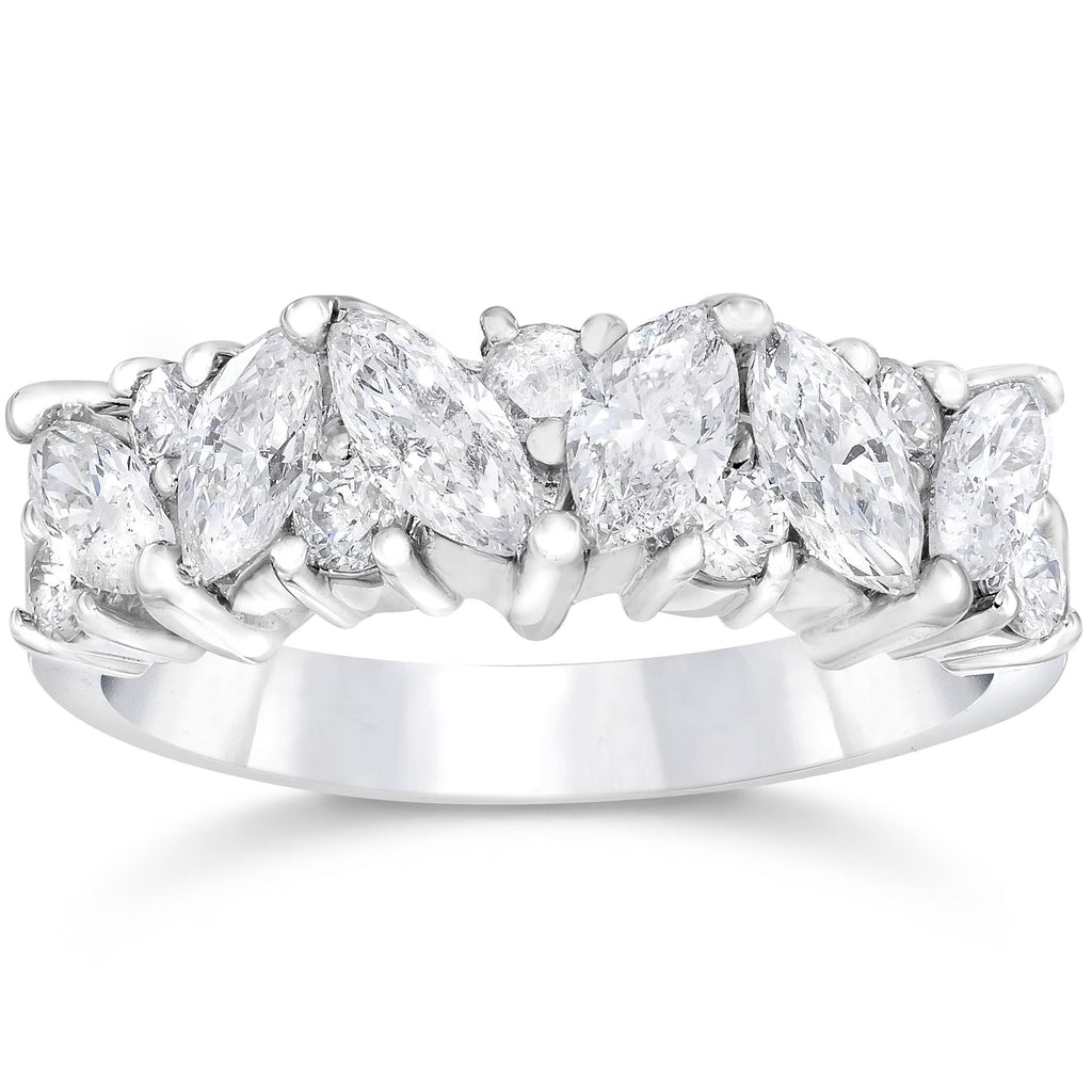 14k White Gold Marquise Diamond Wedding Ring G29261