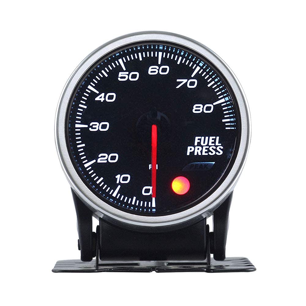 2-1/16 52mm 7 Color 0-80 PSI Fuel Pressure Gauge with Press Alarm A121