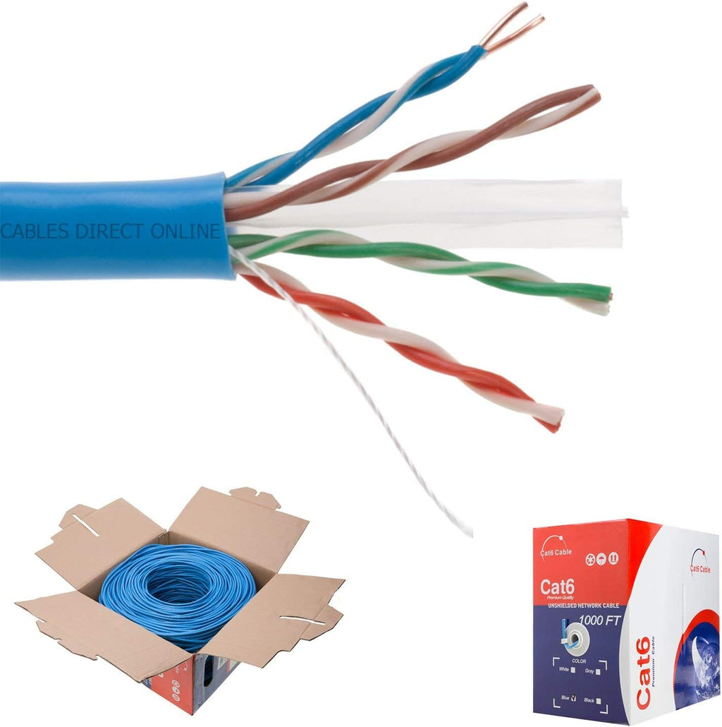 CAT6 1000ft UTP White Ethernet Solid Cable 23AWG Bulk P227