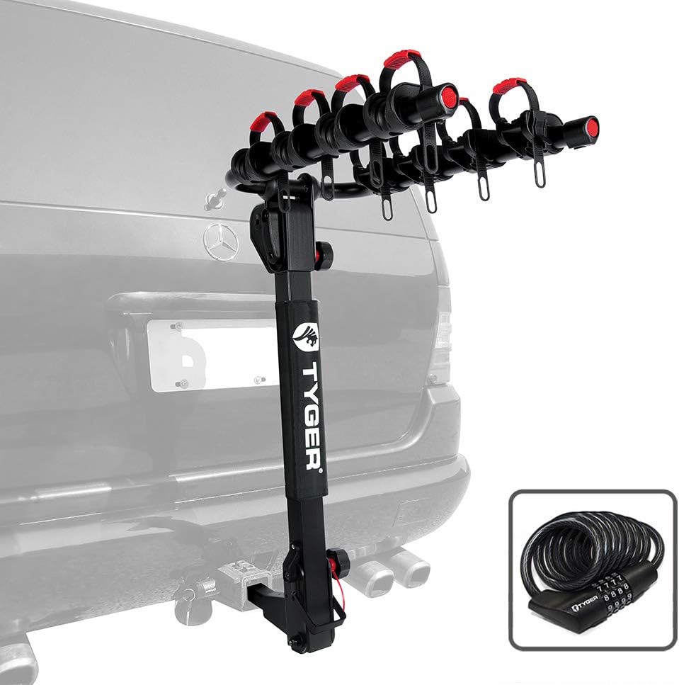 Deluxe 4-Bike Carrier Rack with Hitch Pin Lock & Cable Lock G7423