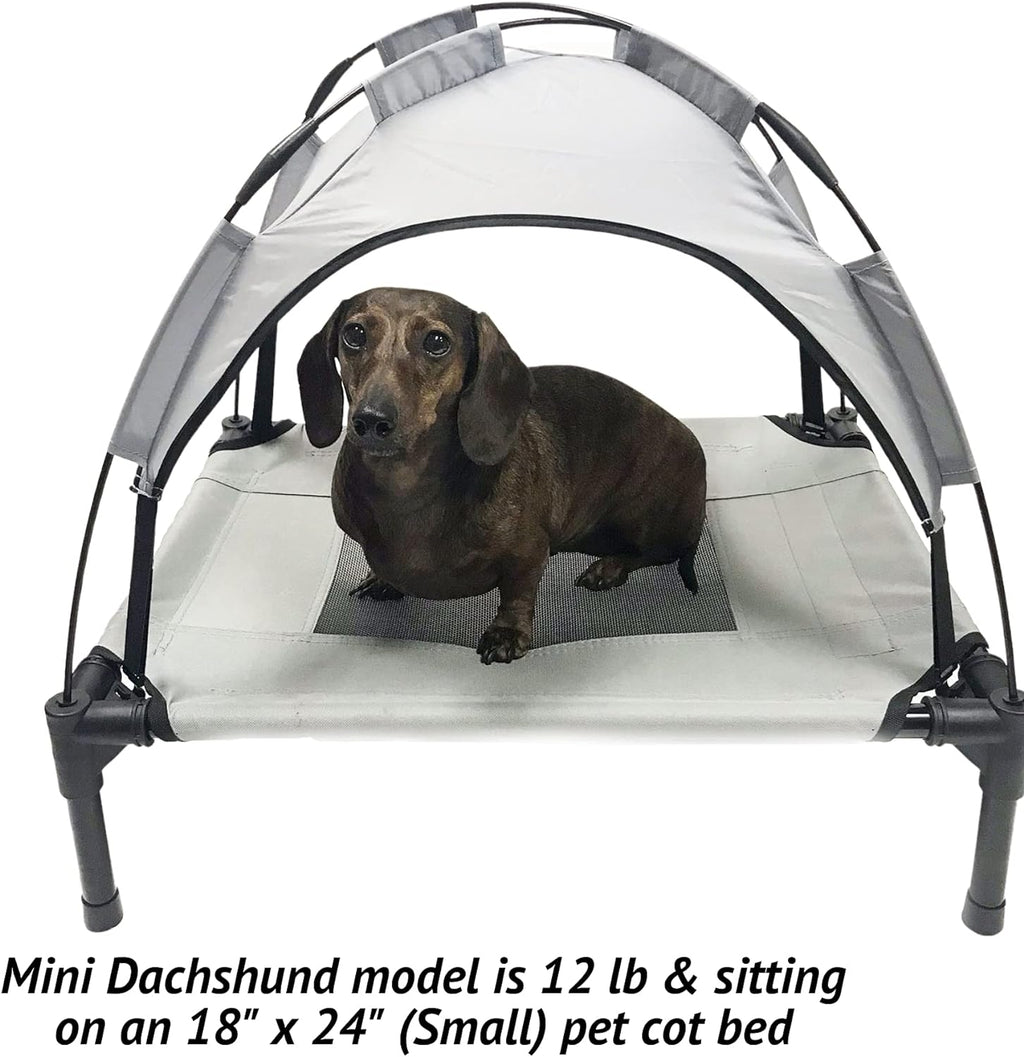 Grey Elevated Pet Cot With Canopy Outdoor Dog Bed I28053