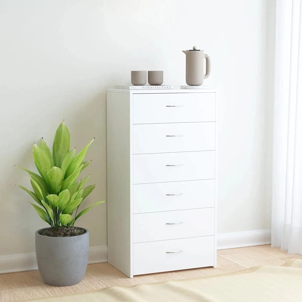 Black 6 Drawer Sideboard with Chipboard W201
