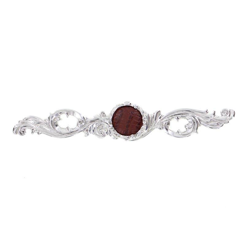 Polished Silver Bar Pull with Brown Strap B96119