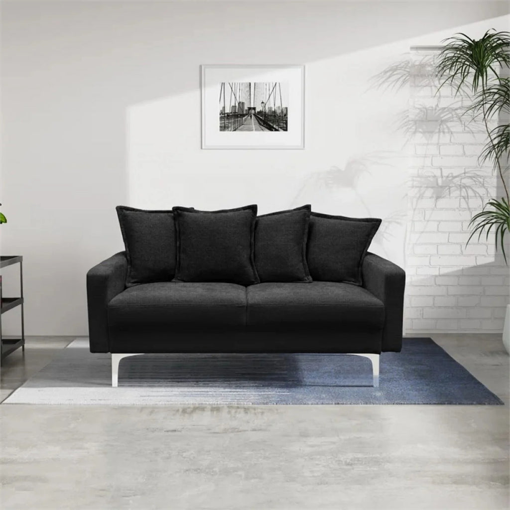 Contemporary 58" Square Arm Fabric Loveseat in Black C260