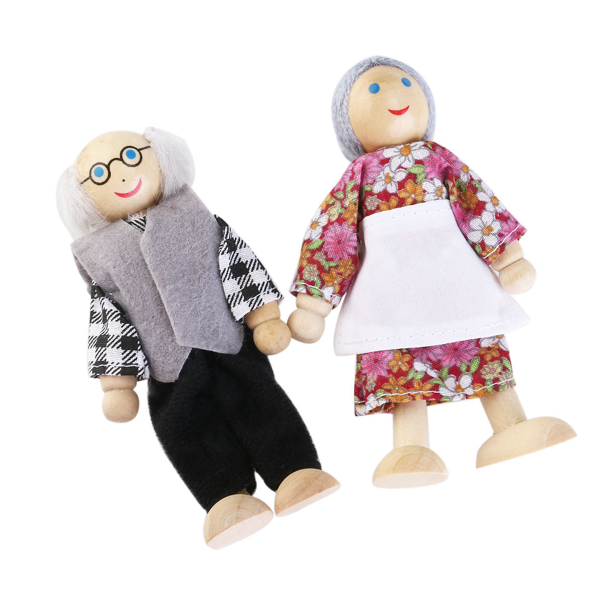 Wooden Dollhouse Furniture Set with Grandparents Accessories U222369