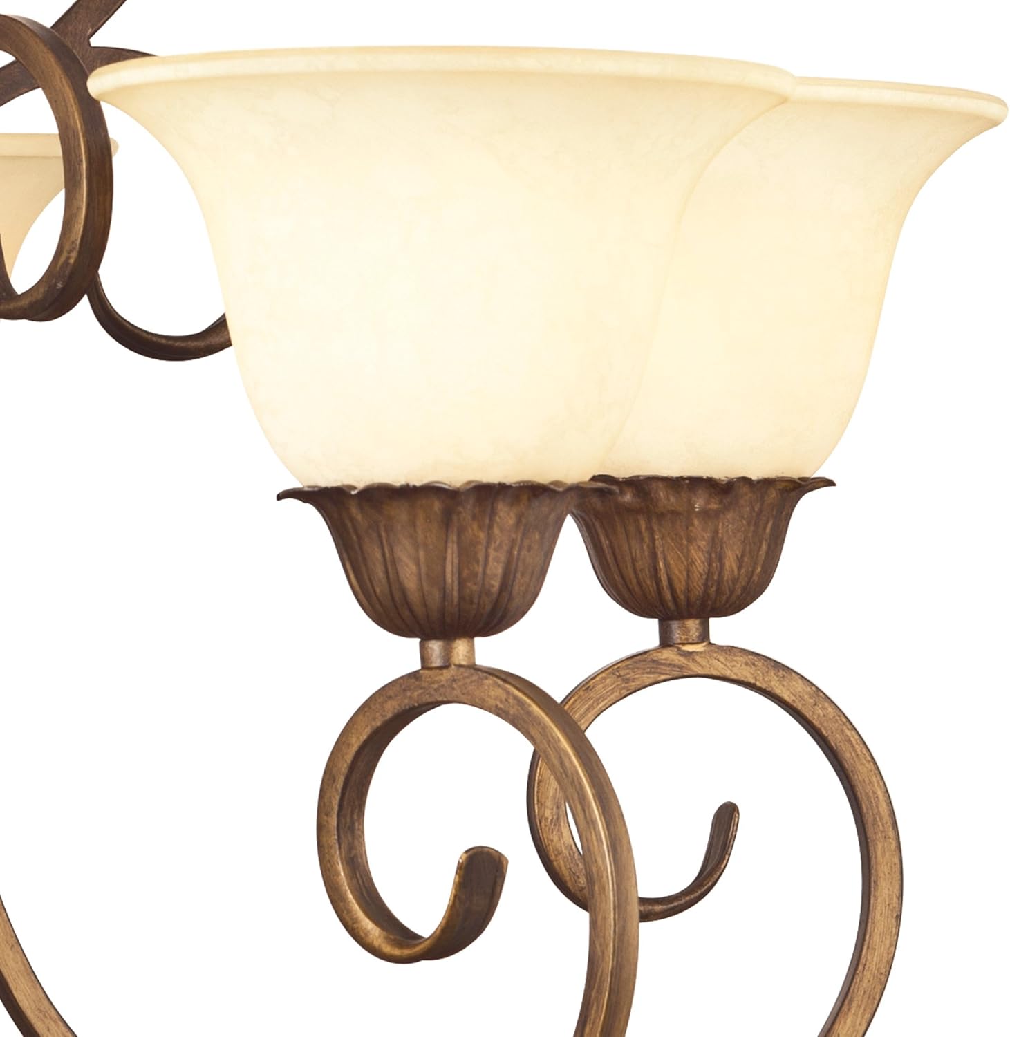 Ebony Gold Finish Five-Light Chandelier with Burnt Scavo Glass B567
