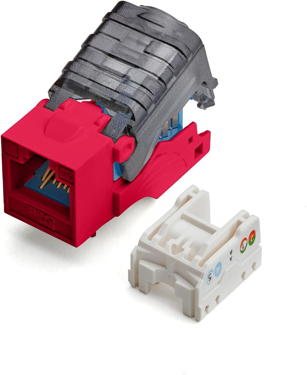 White Cat6A Toolless Keystone Jack, 12 Pack B682