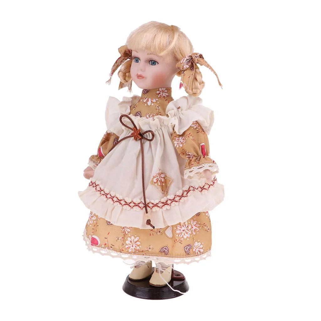 30cm Porcelain Doll Girl Figures with Stand X904592