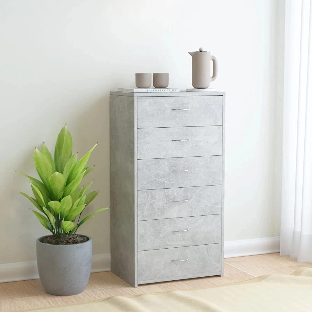 Black 6 Drawer Sideboard with Chipboard W201