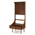 Solid Wood Hall Tree with Drawer Walnut Q7577